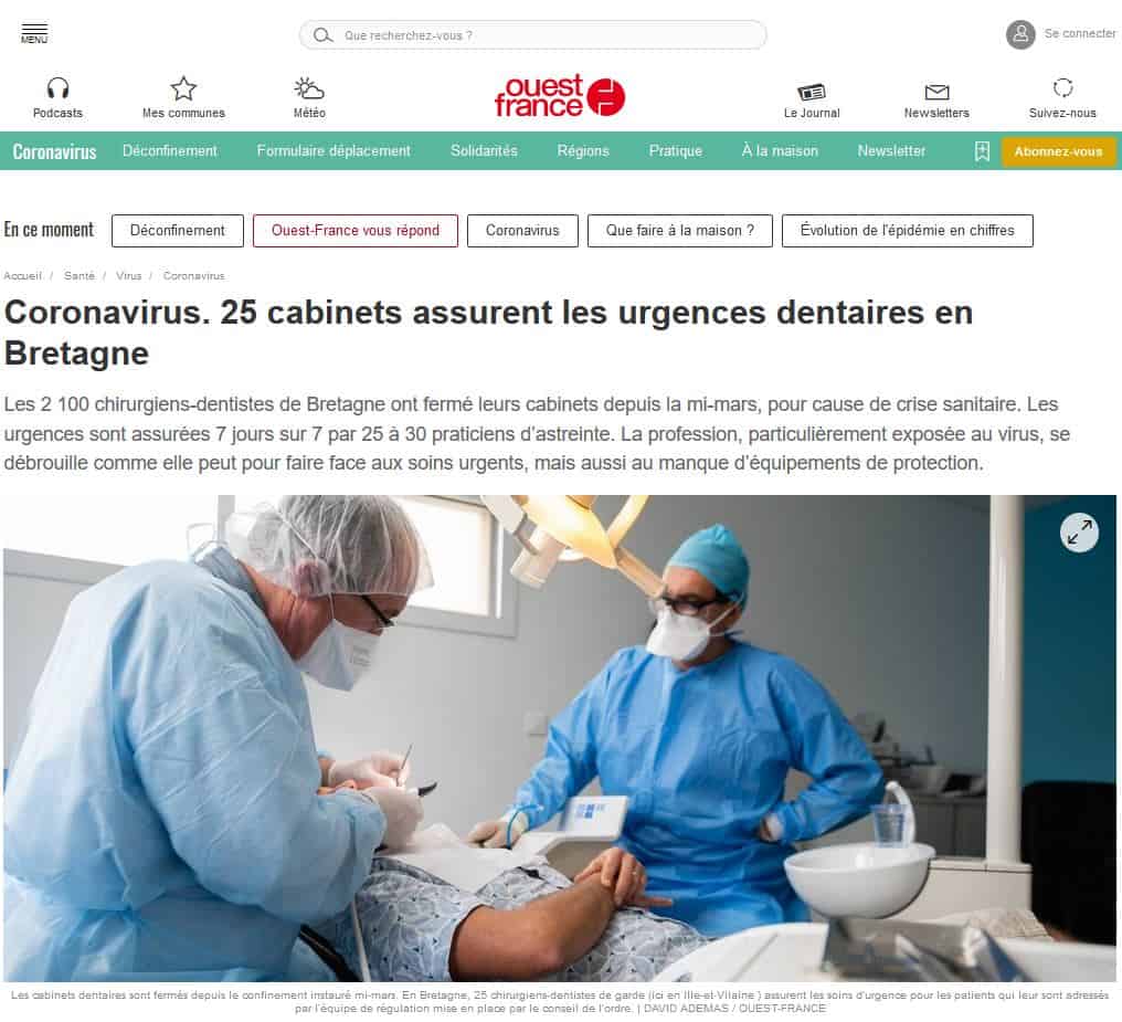 Coronavirus. 25 cabinets assurent les urgences dentaires en Bretagne