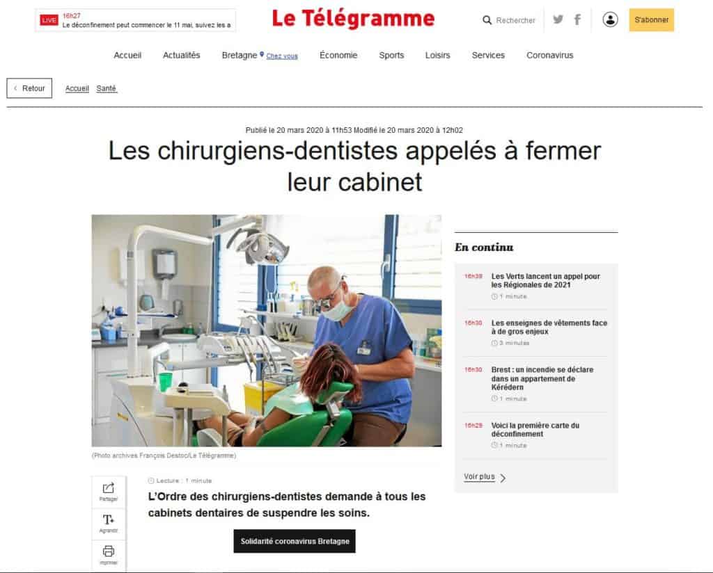 Les chirurgiens-dentistes appelés à fermer leur cabinet