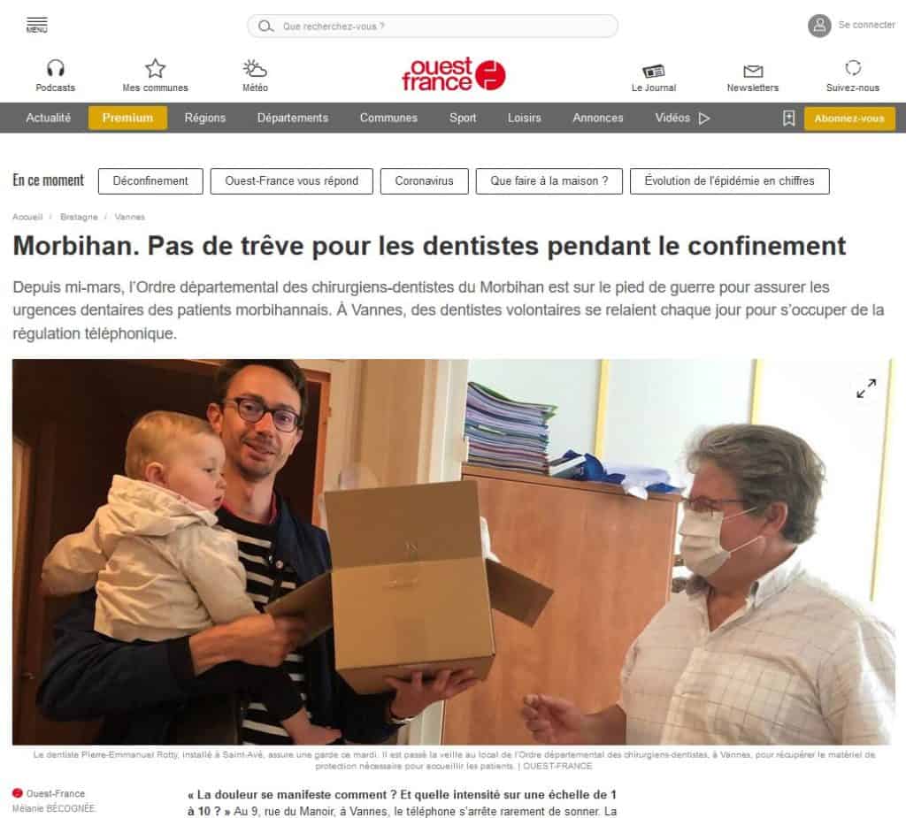 Morbihan. Pas de trêve pour les dentistes pendant le confinement Morbihan. Pas de trêve pour les dentistes pendant le confinement