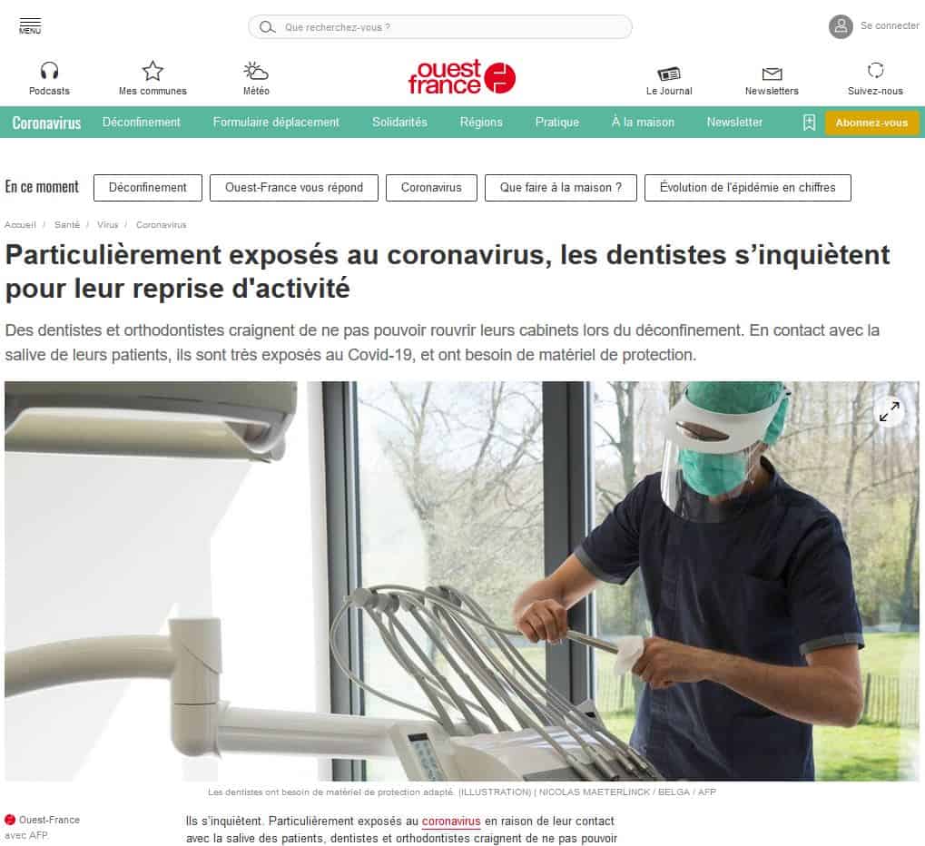 Particulièrement exposés au coronavirus, les dentistes s’inquiètent pour leur reprise d'activité Particulièrement exposés au coronavirus, les dentistes s’inquiètent pour leur reprise d'activité