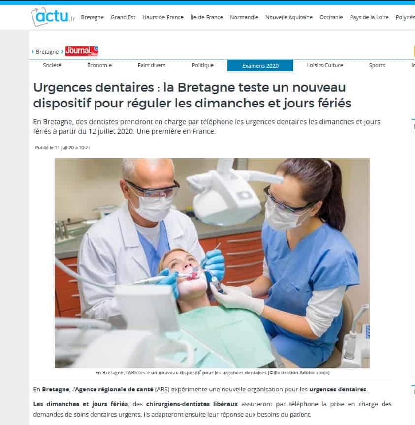 Urgences dentaires la Bretagne teste un nouveau dispositif pour réguler les dimanches et jours fériés